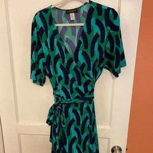 Pretty green and blue wrap dress